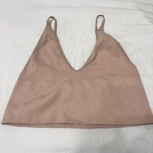 AMAZON Ribbed Triangle Cami Women's Supportive Comfort Nude Sz M Tan Bra Brami